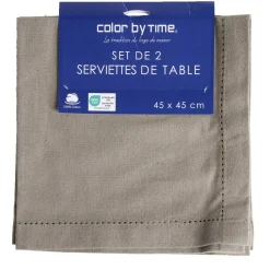 Lot de 2 serviettes de table coton 45x45cm - 4 coloris < Gifi Discount