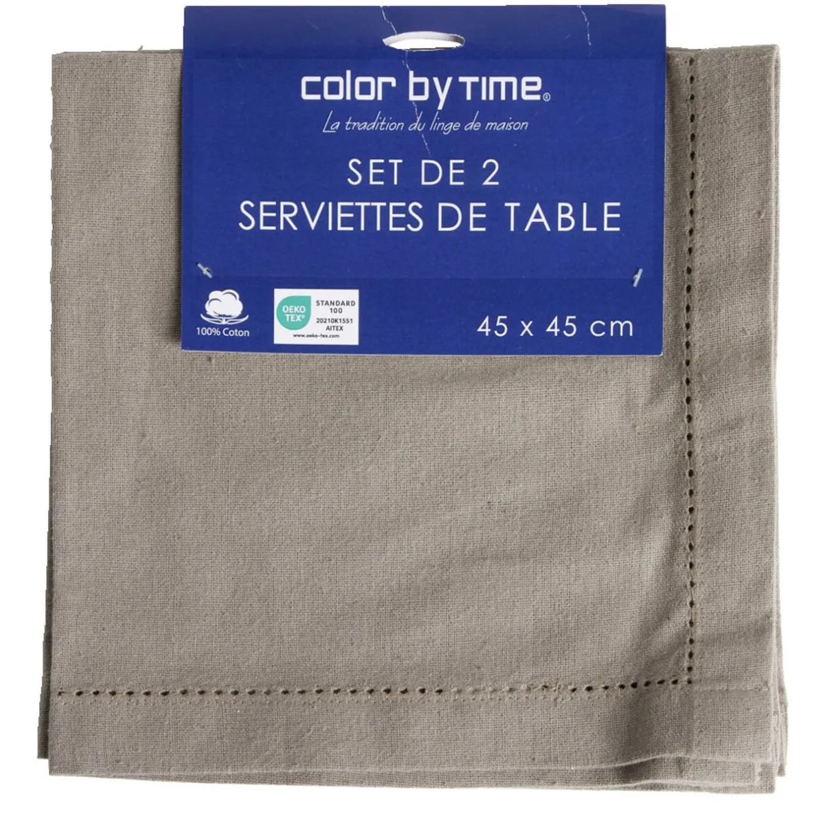 Lot de 2 serviettes de table coton 45x45cm - 4 coloris < Gifi Discount