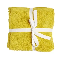 Lot de 4 serviettes invité coton jaune et noir 30x30cm < Gifi Outlet