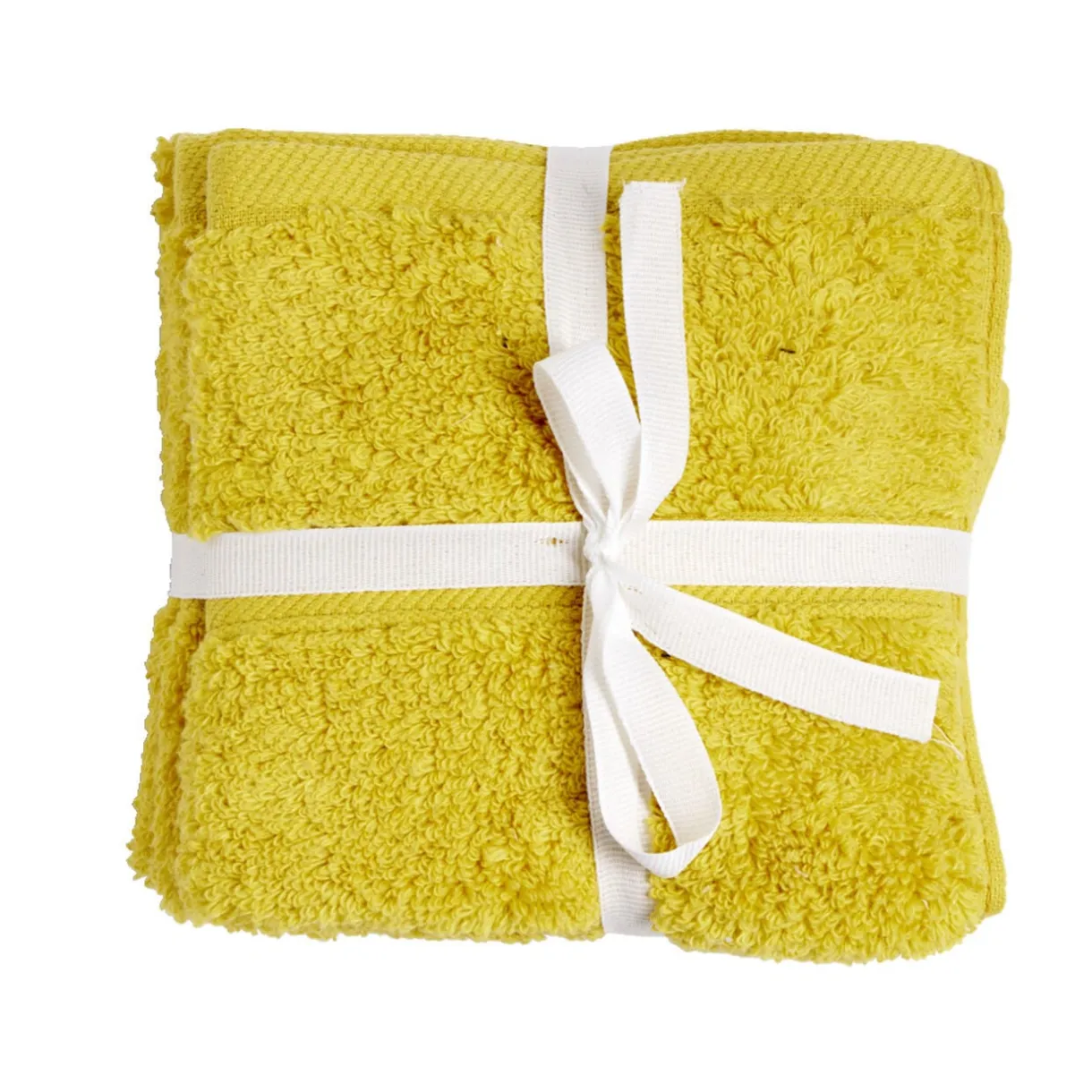 Lot de 4 serviettes invité coton jaune et noir 30x30cm < Gifi Outlet