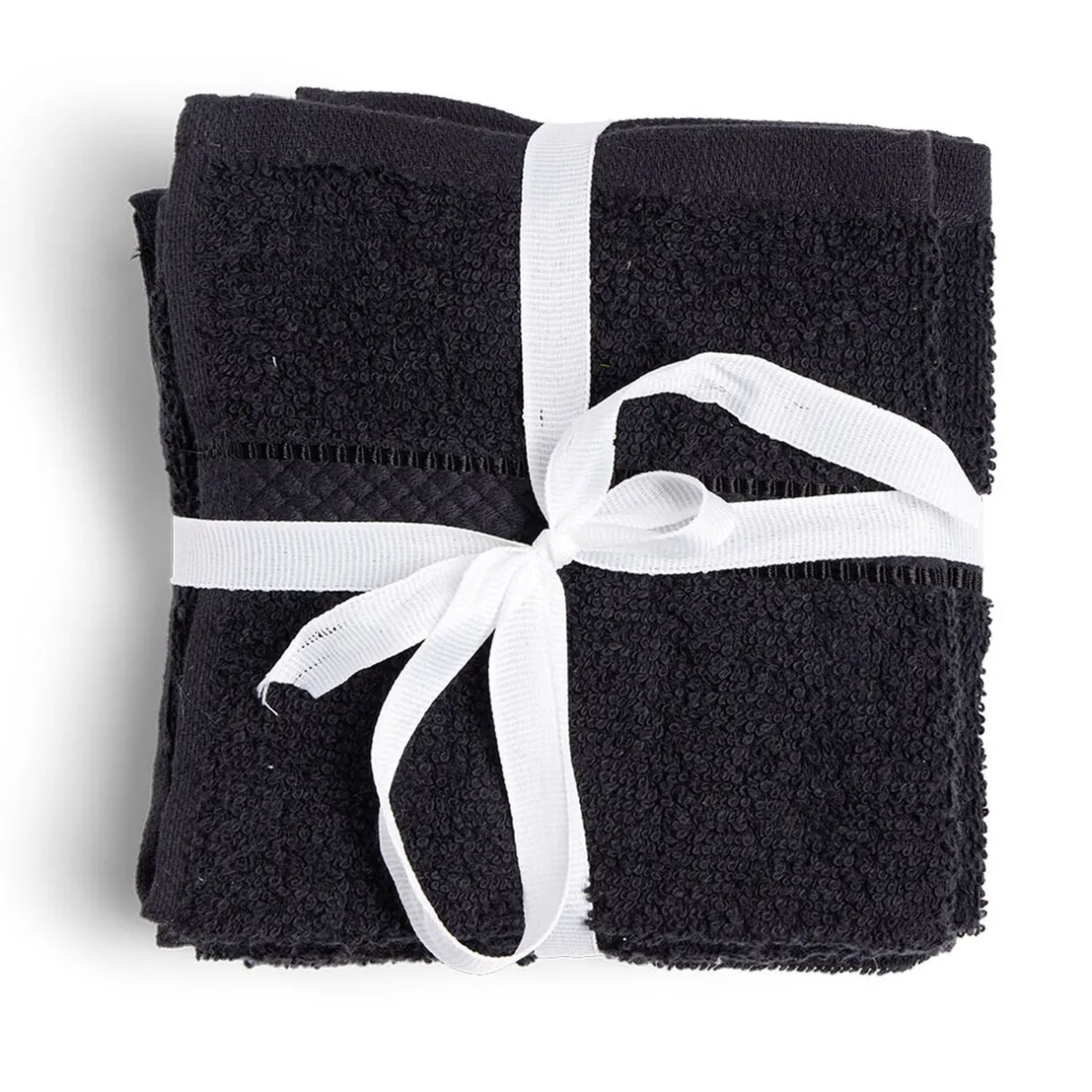 Lot de 4 serviettes invité coton jaune et noir 30x30cm < Gifi Outlet