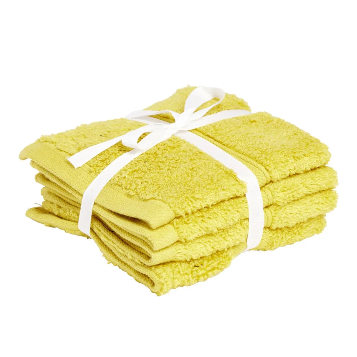 Lot de 4 serviettes invité coton jaune et noir 30x30cm < Gifi Outlet