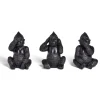 Lot de 3 statues gorille plastique noir L9x8xH13cm