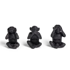 Lot de 3 statues singe plastique noir L8,5x7,5xH11,5cm < Gifi Hot