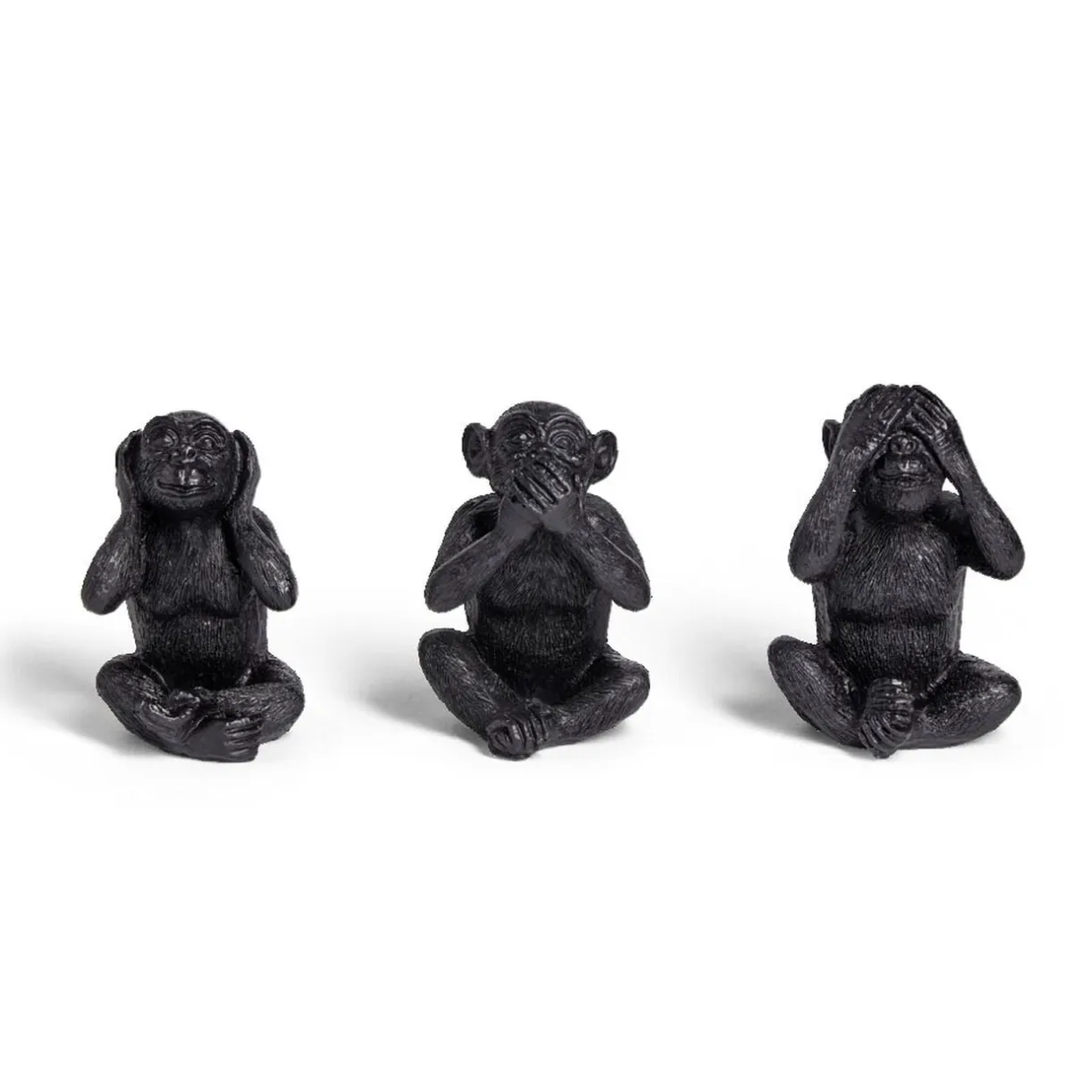 Lot de 3 statues singe plastique noir L8,5x7,5xH11,5cm < Gifi Hot