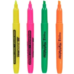 Lot de 4 surligneurs fins - orange vert rose jaune < Gifi Discount