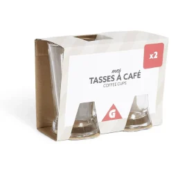 Lot de 2 tasses à café 170ml verre transparent < Gifi Sale