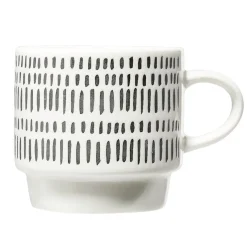 Lot de 4 tasses empilables 20cl porcelaine blanc et noir avec support métal < Gifi New