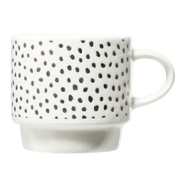 Lot de 4 tasses empilables 20cl porcelaine blanc et noir avec support métal < Gifi New