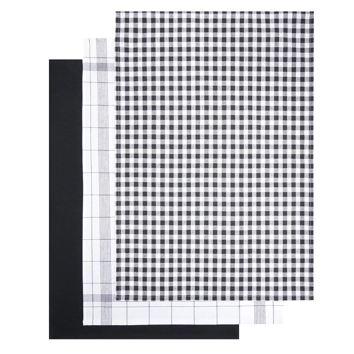Lot de 3 torchons rectangulaires 50x70cm 100% coton blanc et noir < Gifi Best