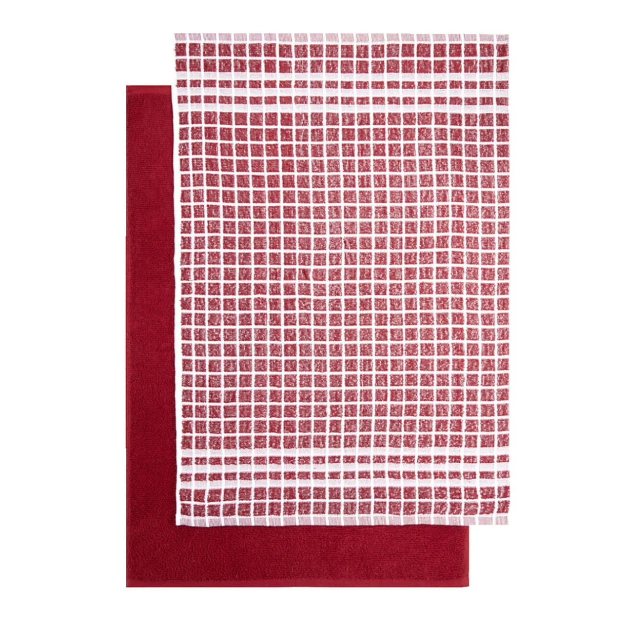 Lot de 2 torchons rectangulaires 50x70cm 100% coton blanc et rouge < Gifi Discount