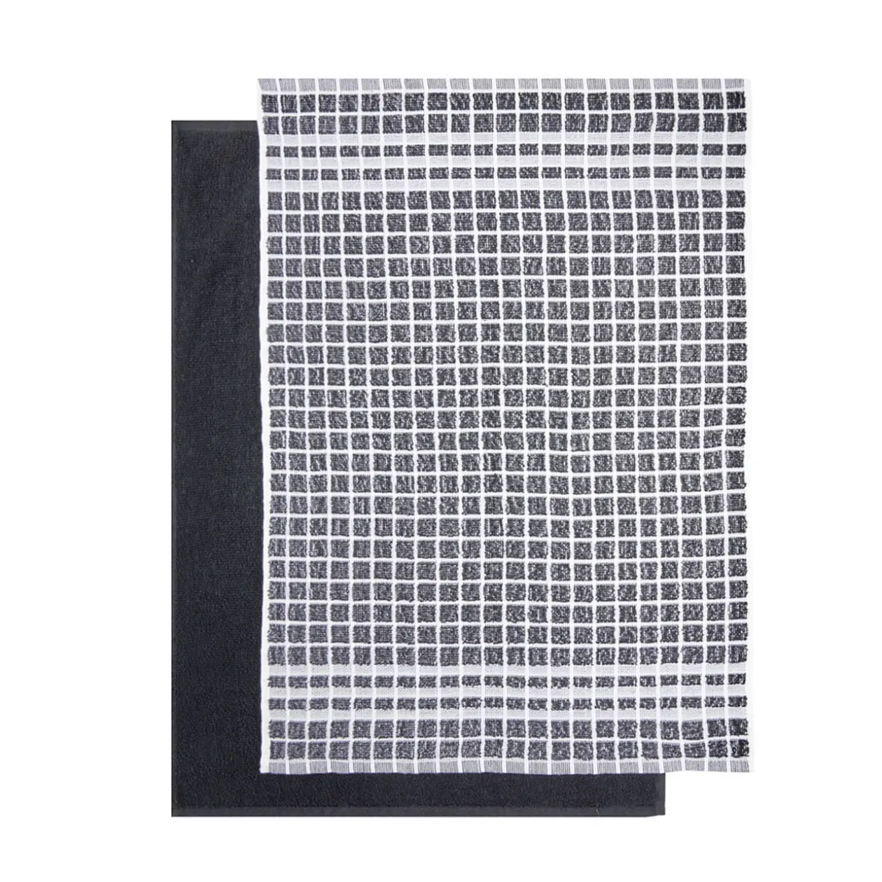 Lot de 2 torchons rectangulaires 50x70cm 100% coton blanc et noir