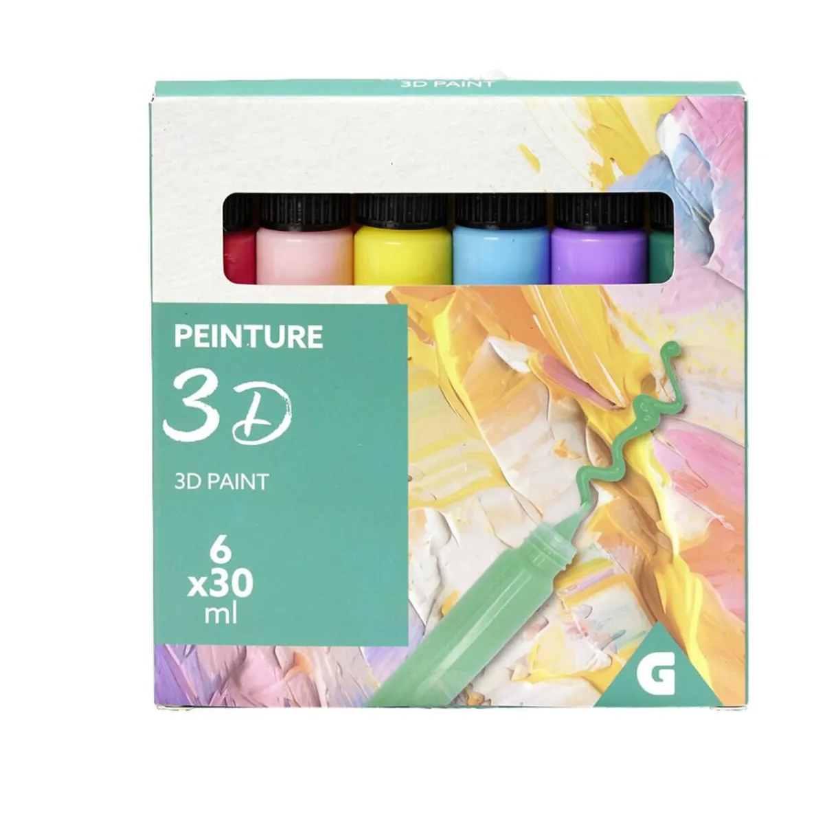Lot de 6 tubes de peinture 3D acrylique 30ml < Gifi Hot