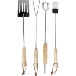 Lot de 4 ustensiles barbecue en acier chromé et bois < Gifi Best