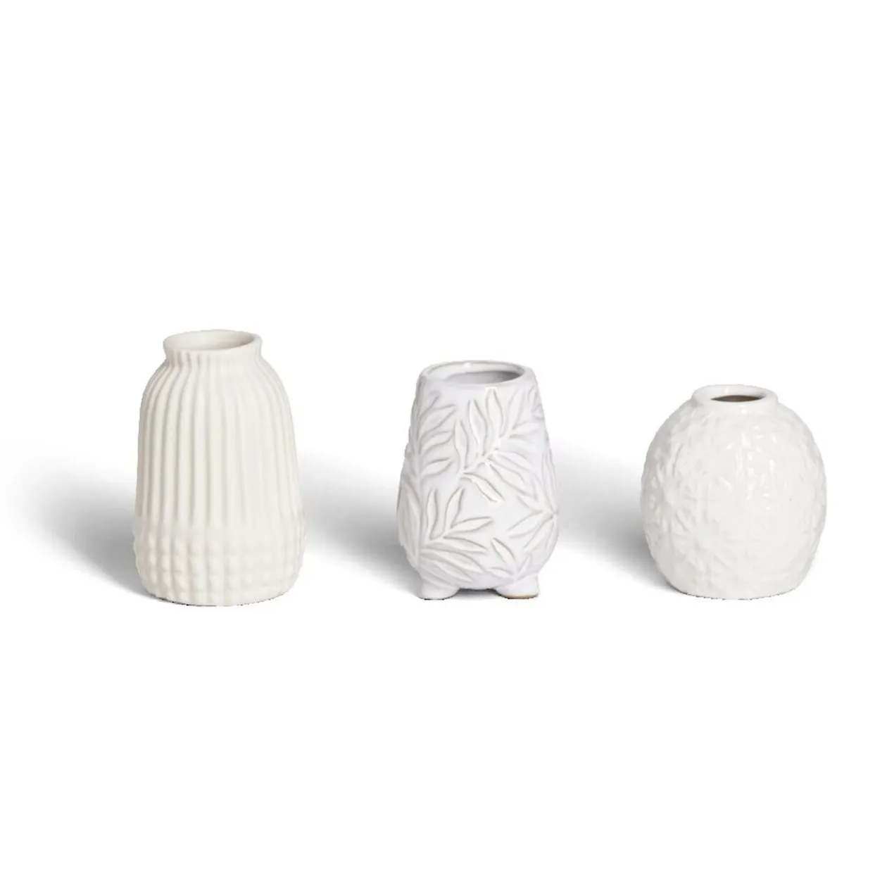 Lot de 3 vases déco céramique blanc