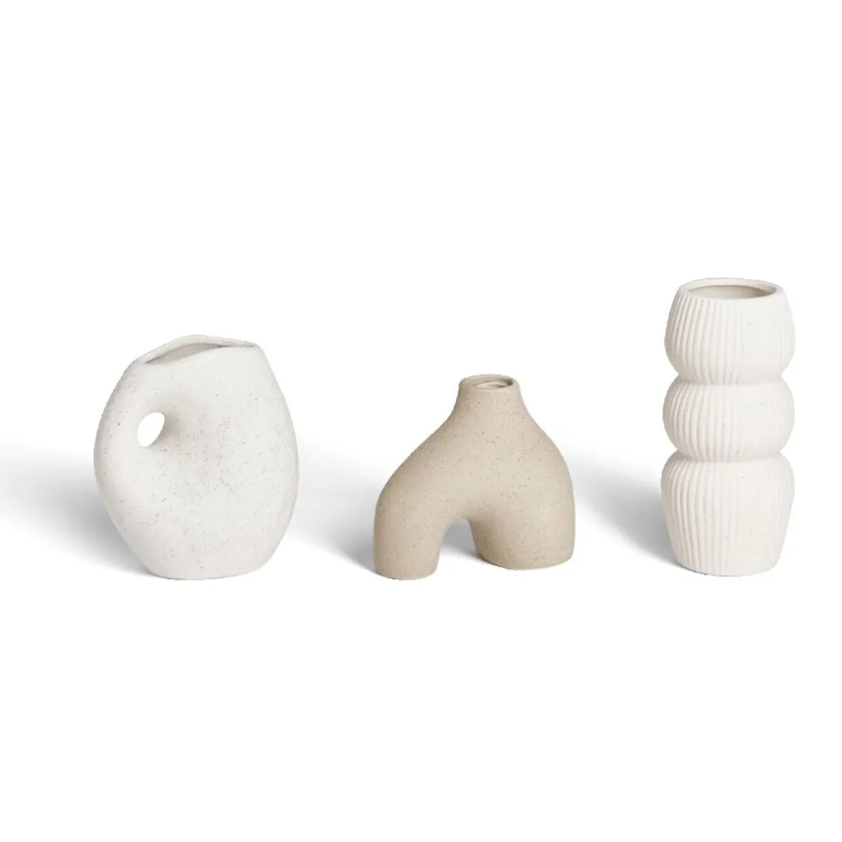 Lot de 3 vases déco céramique organique blanc ou beige < Gifi New