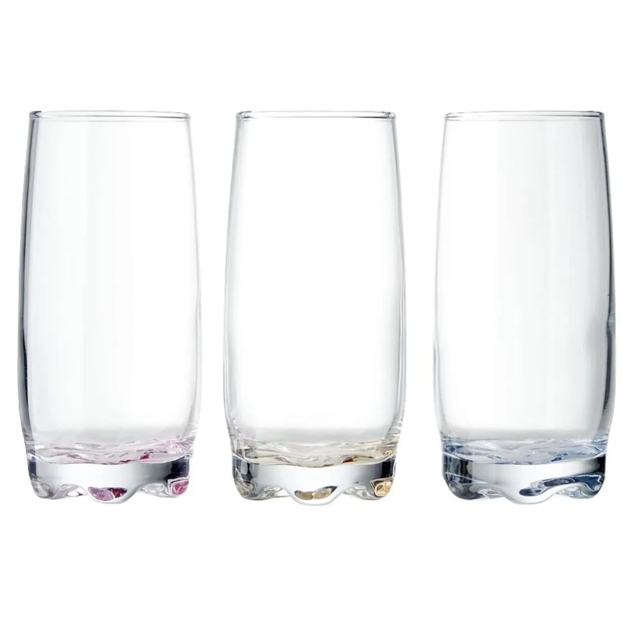 Lot de 3 verres haut fond coloré 39cl H14,5cm