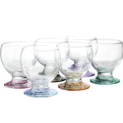 Lot de 6 verres à pieds et fond colorés assortis 21cl H8,6cm
