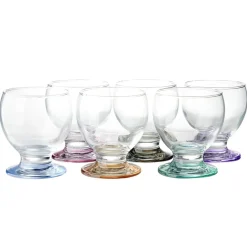 Lot de 6 verres à pieds et fond colorés assortis 21cl H8,6cm