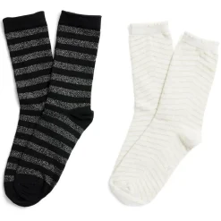 Lot 2 paires de chaussettes femme fils métallisés - Beige