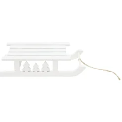 Luge décorative à poser en bois blanc 26x11xH6cm