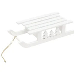 Luge décorative à poser en bois blanc 26x11xH6cm