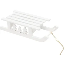 Luge décorative à poser en bois blanc 26x11xH6cm