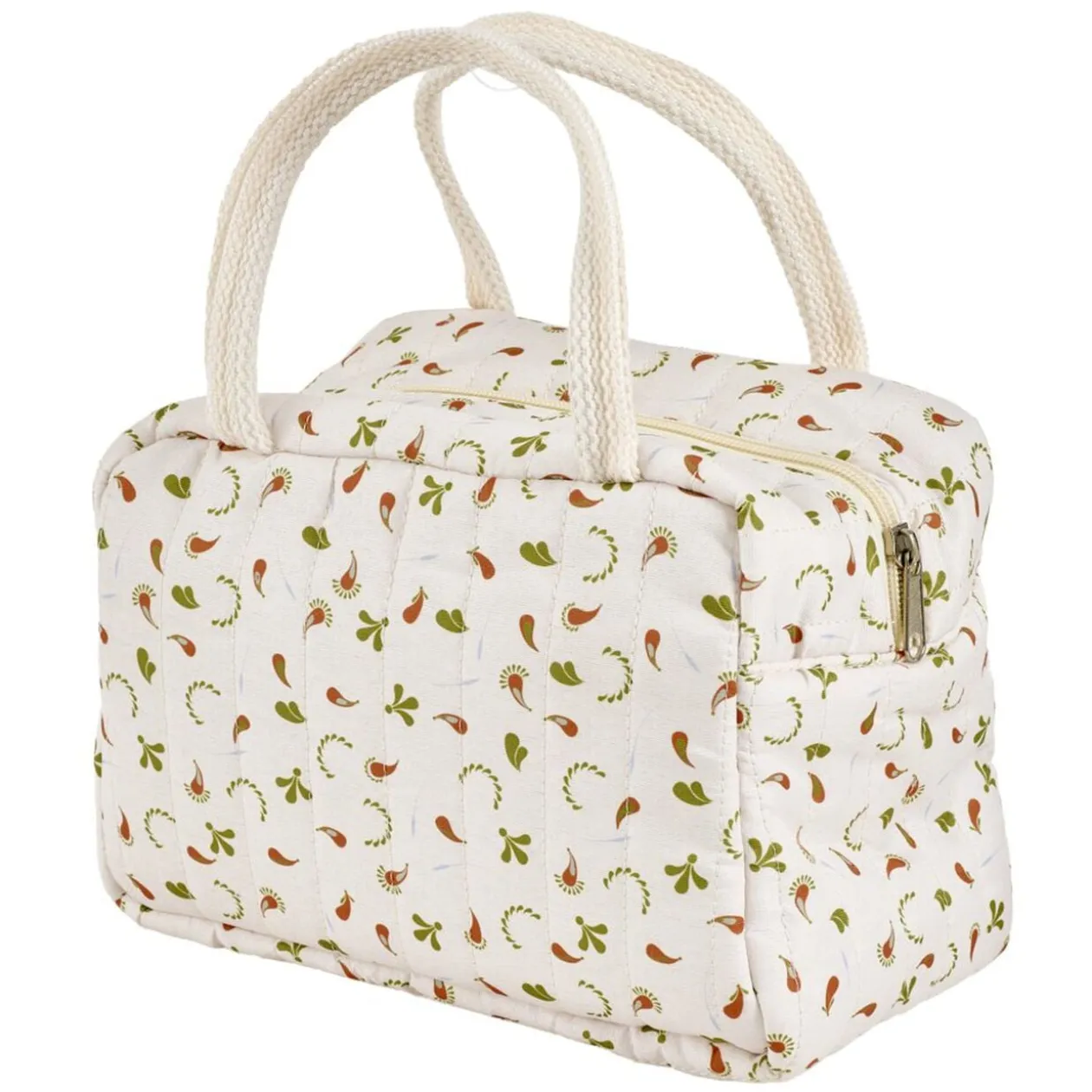 Lunch bag tissu motif floral avec boîte et bloc froid 23x15xH16cm