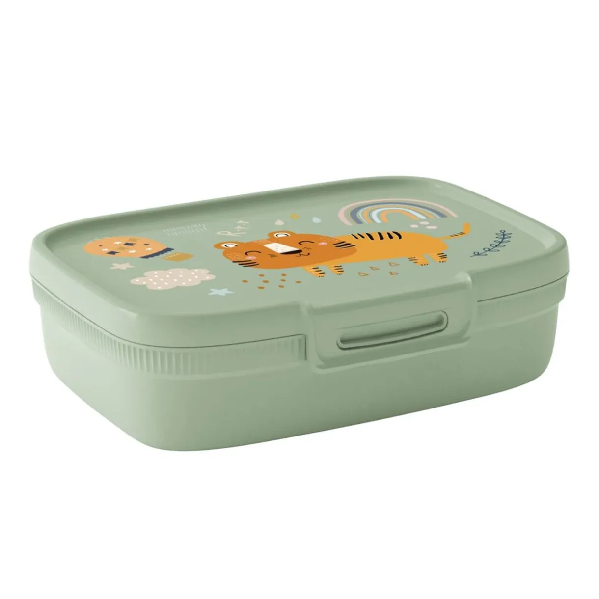 Lunchbox boîte à goûter 1,3L compartimentée motif chat plastique vert 21x15,5xH6cm < Gifi Hot
