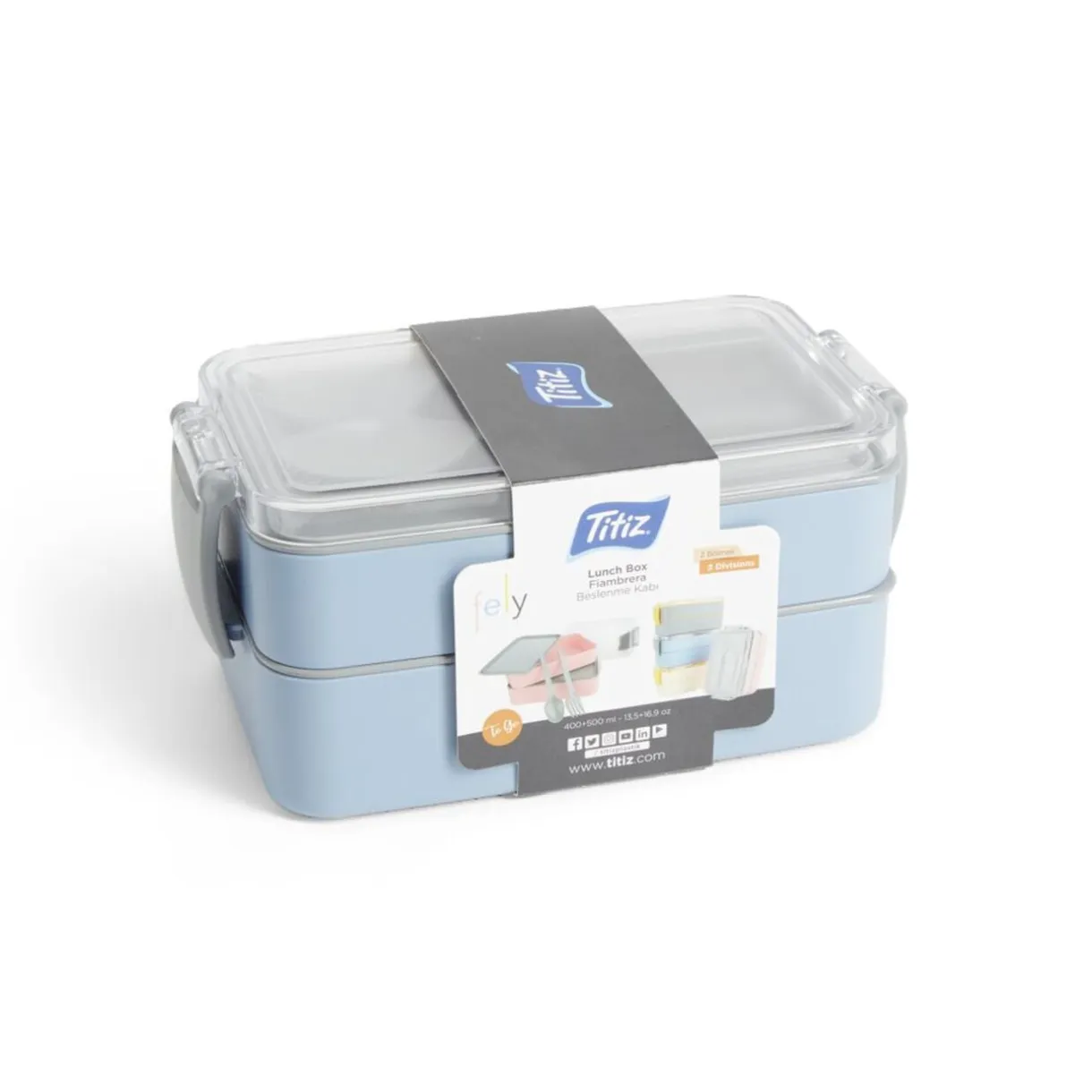 Lunch box 2 compartiments 400ml et 500ml avec couverts < Gifi Discount