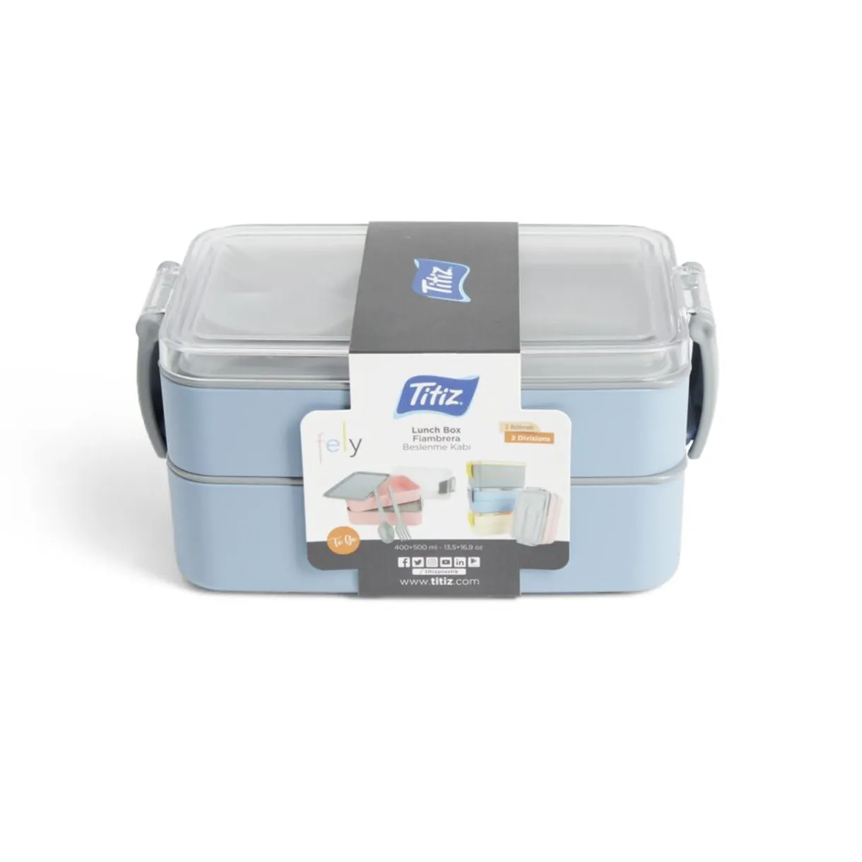 Lunch box 2 compartiments 400ml et 500ml avec couverts < Gifi Discount