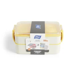 Lunch box 2 compartiments 400ml et 500ml avec couverts < Gifi Discount