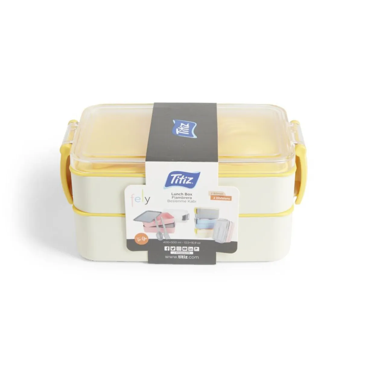 Lunch box 2 compartiments 400ml et 500ml avec couverts < Gifi Discount