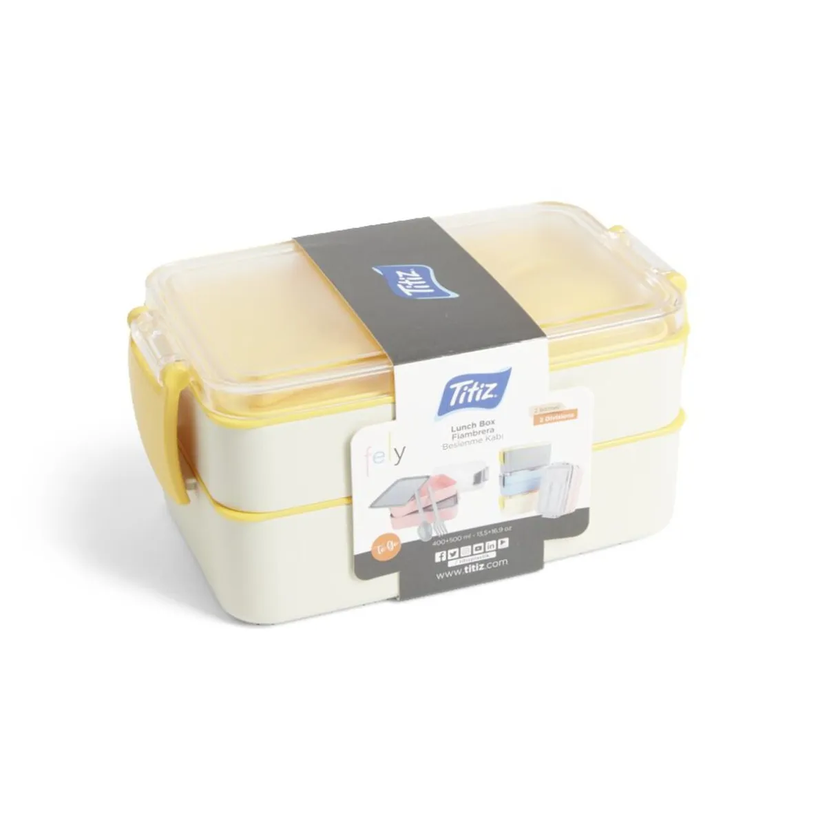 Lunch box 2 compartiments 400ml et 500ml avec couverts < Gifi Discount