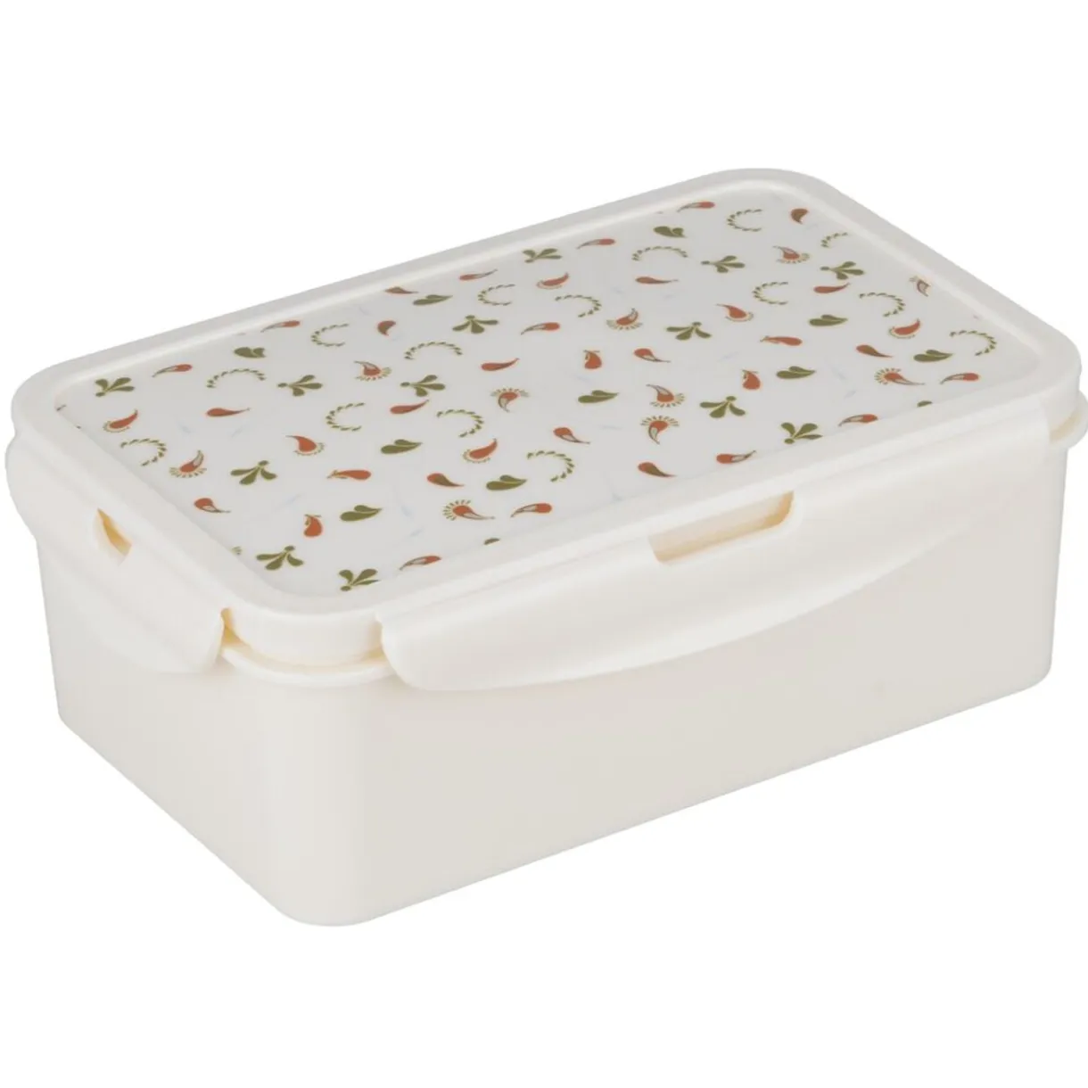 Lunch box plastique blanc motif floral 21x14xH7cm < Gifi