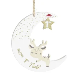 Lune à suspendre en bois "Mon 1er Noël" H10,5cm < Gifi Online