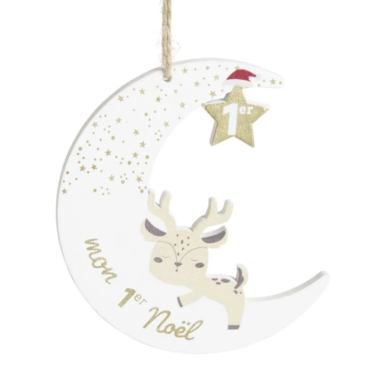 Lune à suspendre en bois "Mon 1er Noël" H10,5cm < Gifi Online