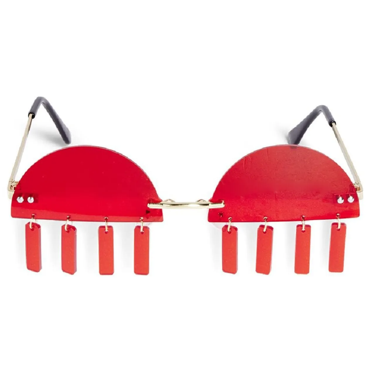 Lunettes fantaisies adulte rouge et pendants