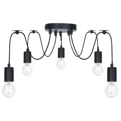 Lustre araignée à suspension filaire noir 5 ampoules