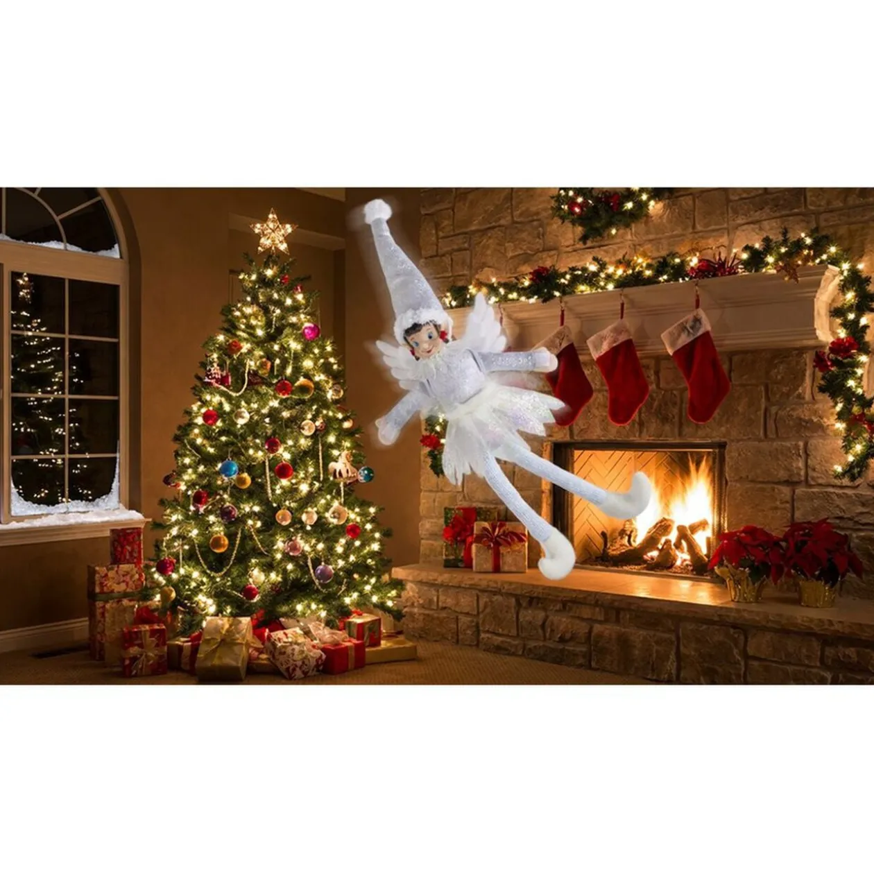 Lutin farceur fée blanche H38 cm
