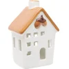 Maison déco à poser à LED automne céramique blanc 8,5x7xH12,5cm (3 modèles)