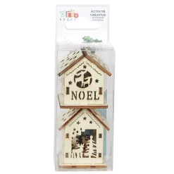 Maison de Noël ajourée motif et inscription à décorer en bois x2 < Gifi Sale