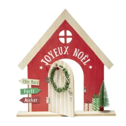 Maison de Noël traditionnelle avec porte ouvrante H42cm < Gifi Discount