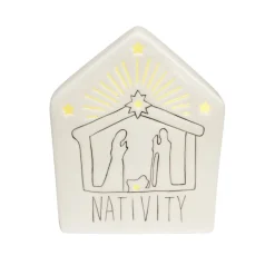 Maison nativité lumineuse en céramique H17cm