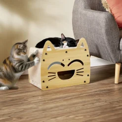 Maisonnette avec grattoir et couchage pour chat - 44x25xH38cm < Gifi Discount