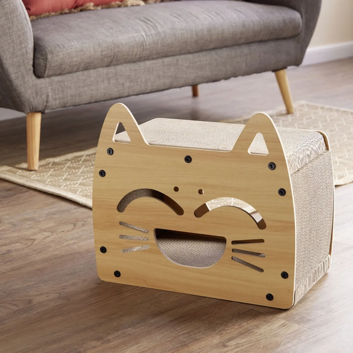 Maisonnette avec grattoir et couchage pour chat - 44x25xH38cm < Gifi Discount