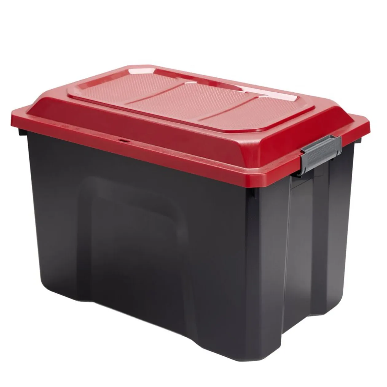 Malle de rangement 40L polypropylène noir couvercle rouge 58x27,5xH38,5cm