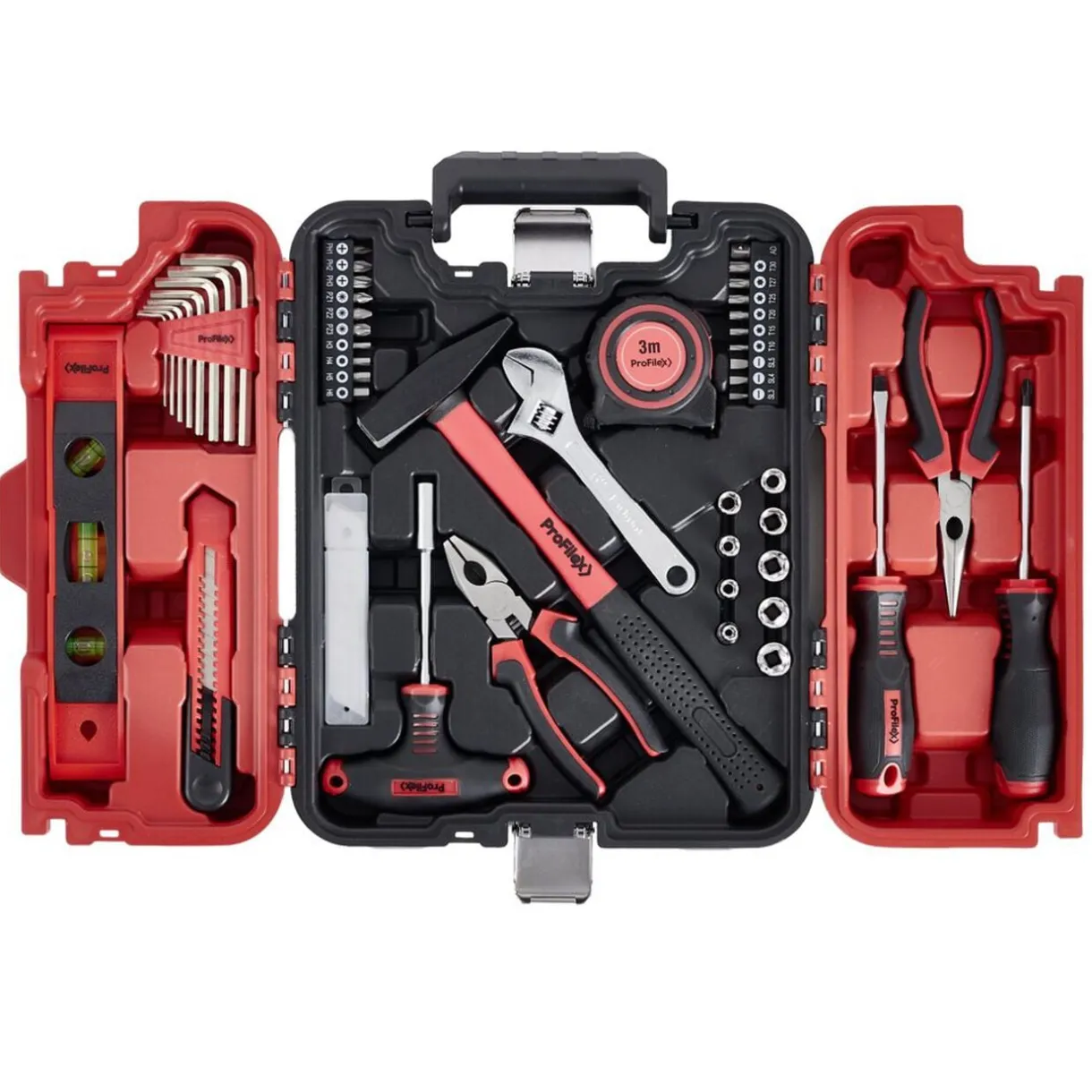 Mallette à outils 57 pièces Profilex rouge et noire < Gifi New