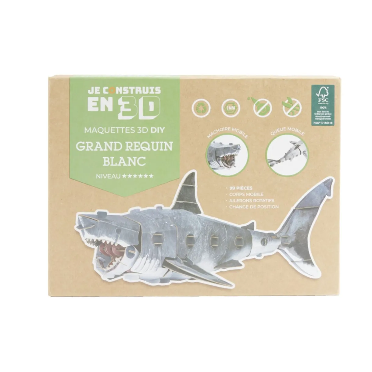 Maquette 3D requin enfant 99 pièces 44x25xH16cm < Gifi