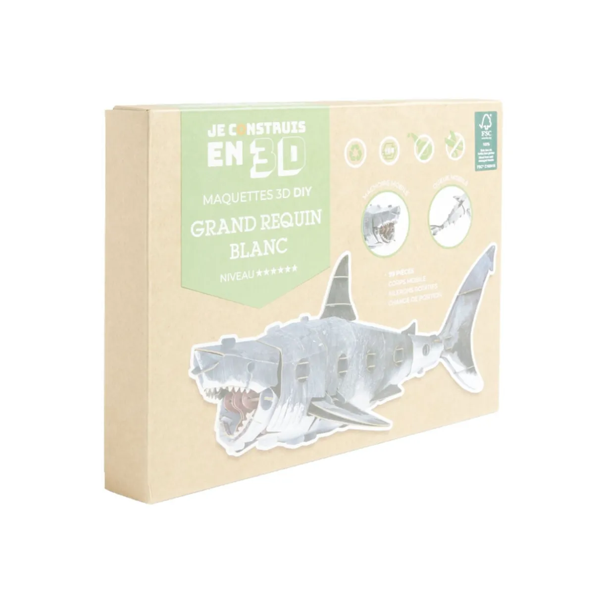Maquette 3D requin enfant 99 pièces 44x25xH16cm < Gifi